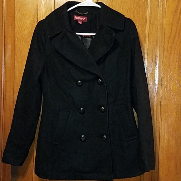 ⬇️Merona black double breasted coat - Picture 2 of 7